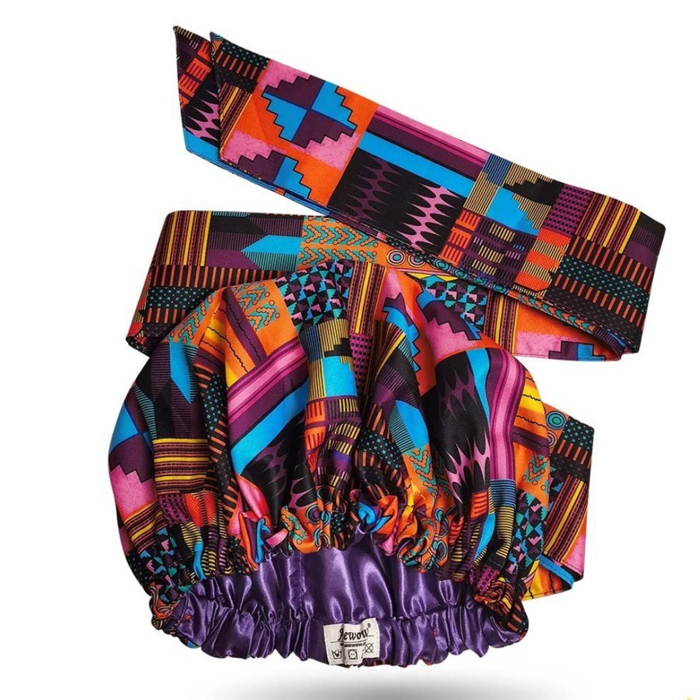 Colorful Patterned Head-wrap & Matching Earrings - Picture 4 of 5